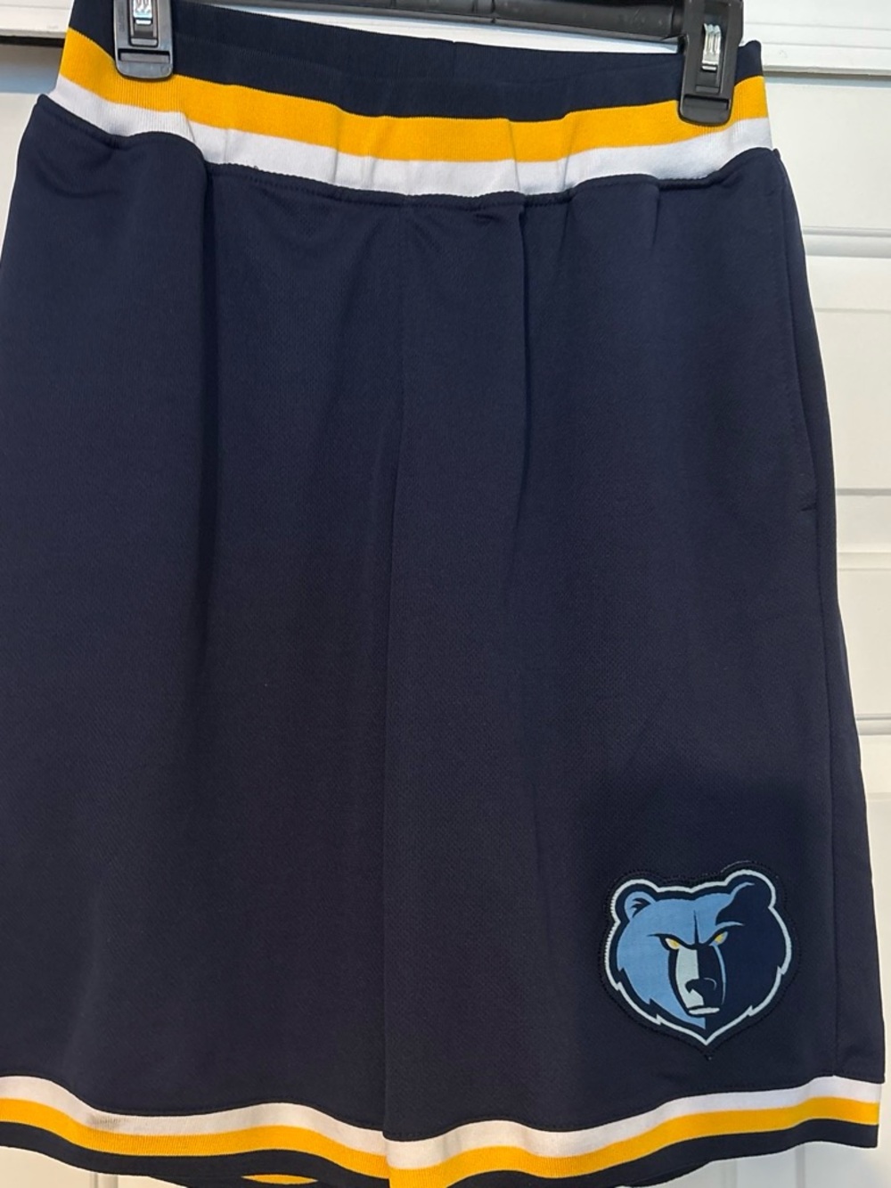 Navy Blue Memphis Grizzlies Shorts with Yellow & White Stripes